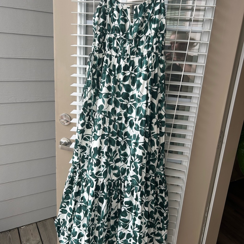 Floral Green and white maxi  Dress